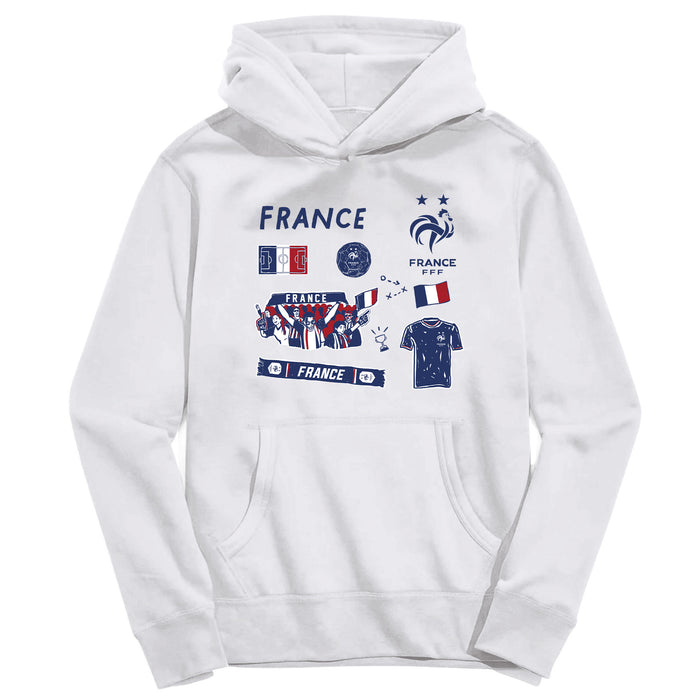 France National Team Youth White Pullover Cotton Hoodie