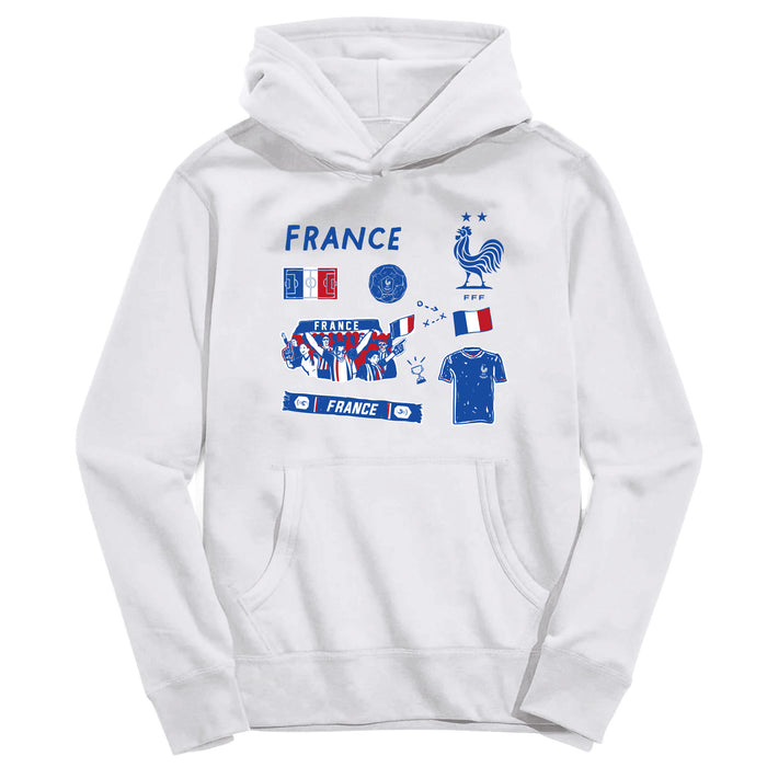 France National Team Youth White Pullover Cotton Hoodie
