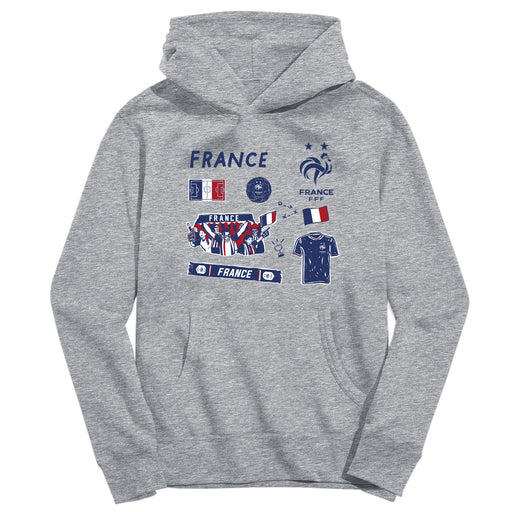 France National Team Youth Grey Pullover Cotton Hoodie