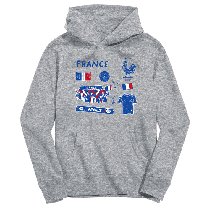 France National Team Youth Grey Pullover Cotton Hoodie
