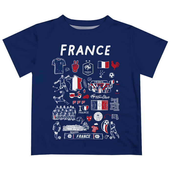 France National Team Front Impressions Artwork T-Shirt - Navy
