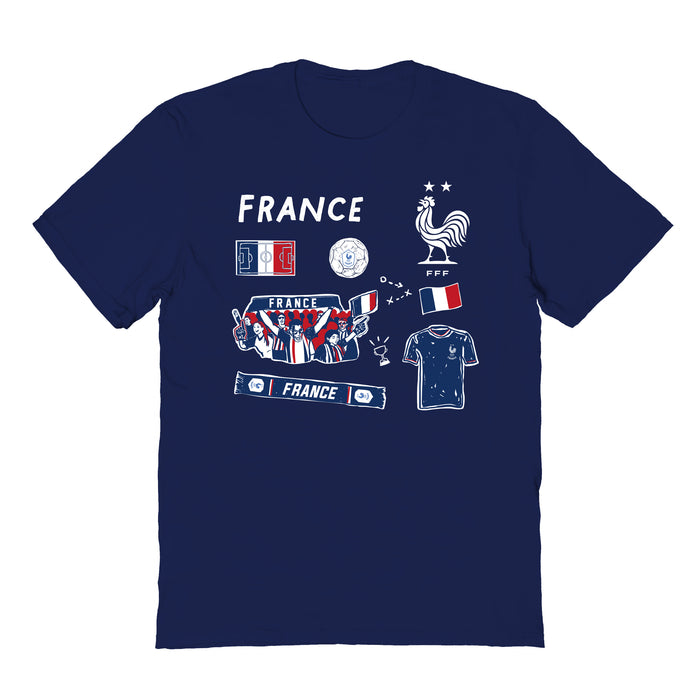 France National Team Impressions Artwork Navy Youth Cotton T-Shirt