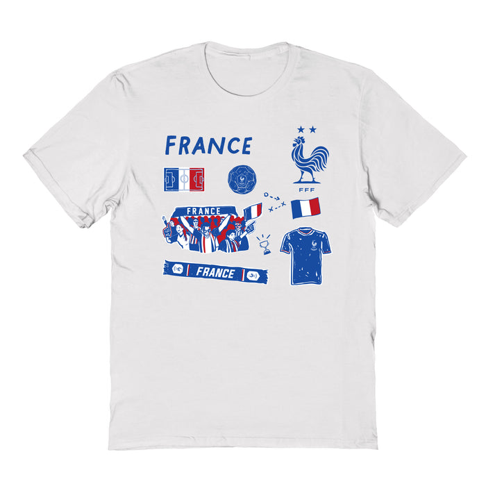 France National Team Impressions Artwork White Youth Cotton T-Shirt
