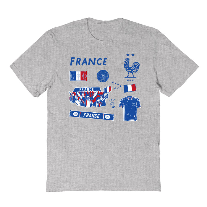 France National Team Impressions Artwork Grey Youth Cotton T-Shirt