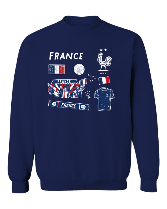 France National Team Womens Navy Cotton Crewneck Pullover Sweatshirt