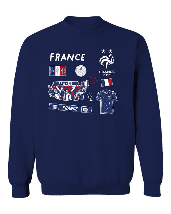 France National Team Womens Navy Cotton Crewneck Pullover Sweatshirt