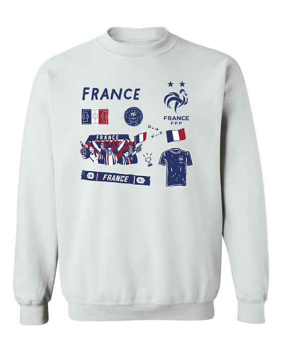 France National Team Womens White Cotton Crewneck Pullover Sweatshirt
