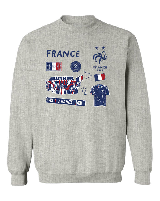 France National Team Womens Grey Cotton Crewneck Pullover Sweatshirt