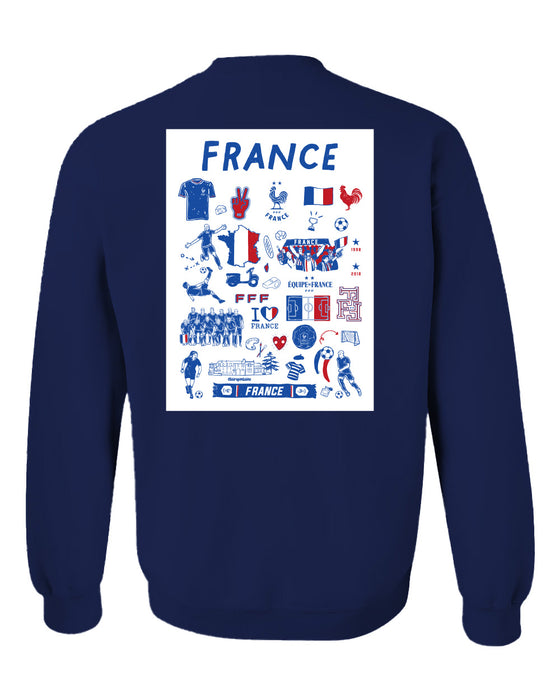 France National Team Vive La Fete Womens Navy Cotton Crewneck Pullover Sweatshirt