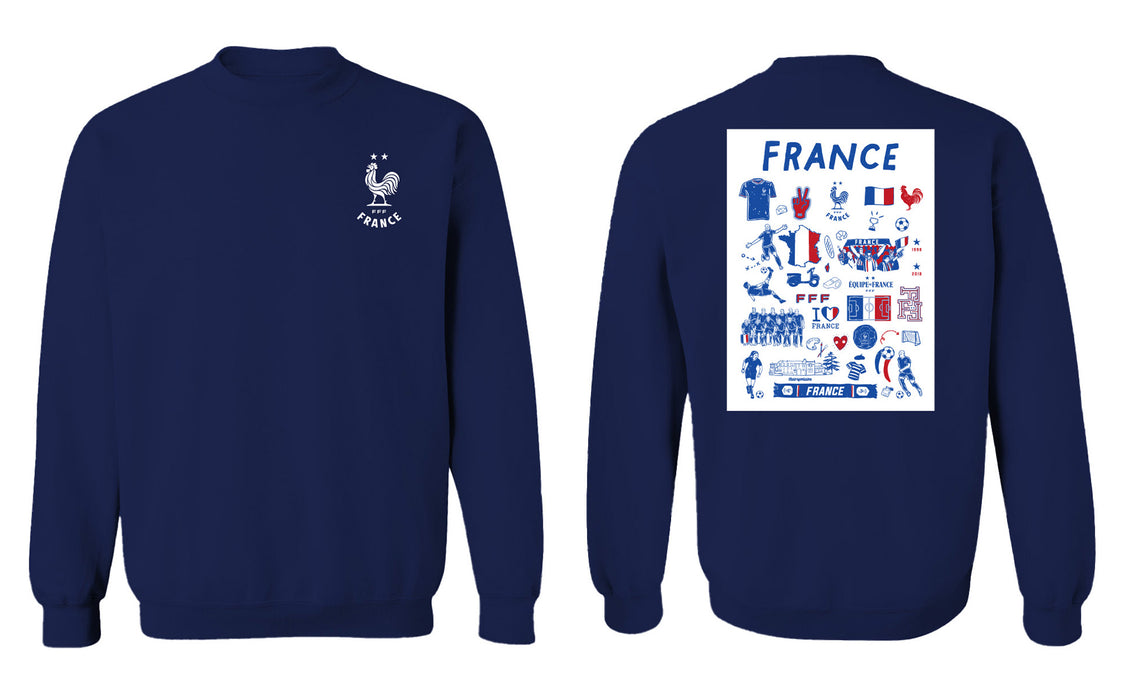 France National Team Vive La Fete Womens Navy Cotton Crewneck Pullover Sweatshirt