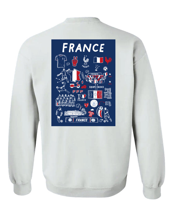 France National Team Vive La Fete Womens Grey Cotton Crewneck Pullover Sweatshirt