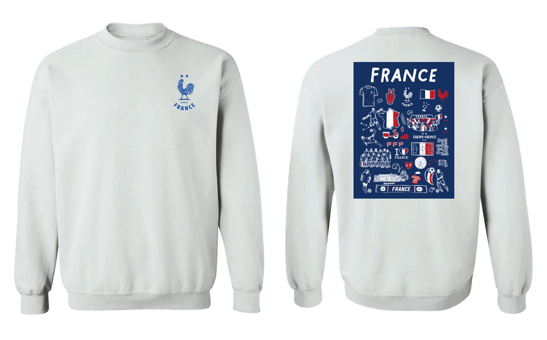 France National Team Vive La Fete Womens Grey Cotton Crewneck Pullover Sweatshirt