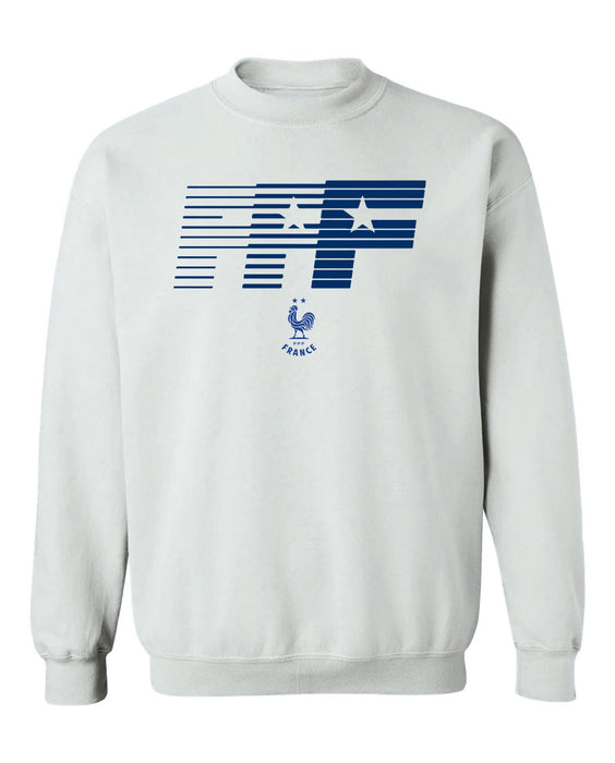 France National Team Vive La Fete Womens White Cotton Crewneck Pullover Sweatshirt