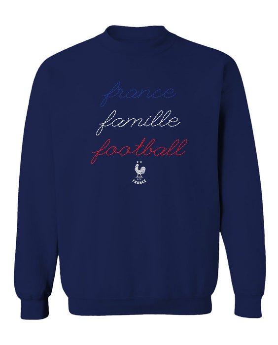 France National Team Vive La Fete Womens Navy Cotton Crewneck Pullover Sweatshirt