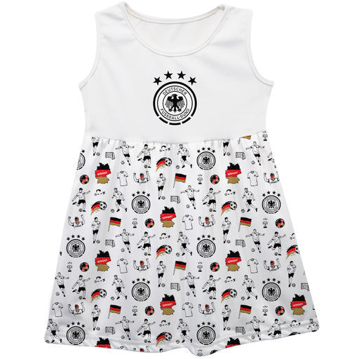 Germany National Soccer Team Girls Repeat Print Impressions White Sleeveless Tank Dress