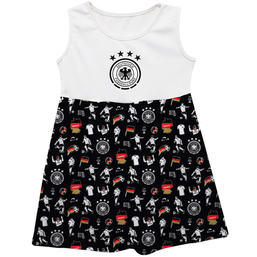 Germany National Soccer Team Girls Repeat Print Impressions Black Sleeveless Tank Dress