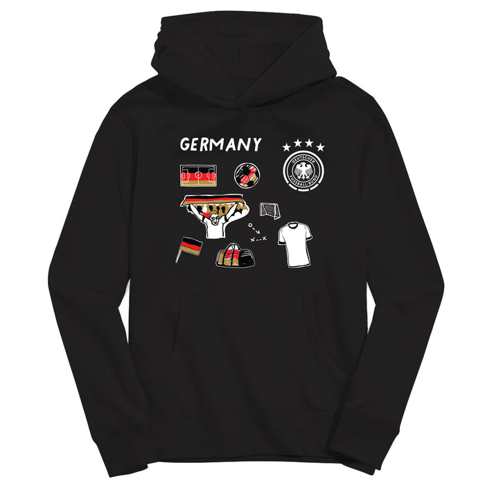 Germany National Soccer Team Youth Black Pullover Cotton Hoodie