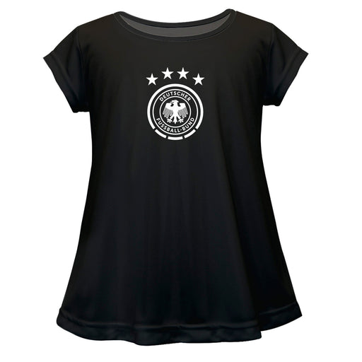 Germany National Soccer Team Girls Game Day Short Sleeve Black Top with Logo