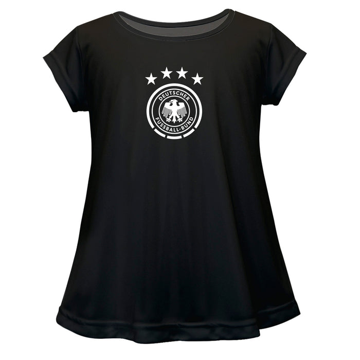 Germany National Soccer Team Girls Game Day Short Sleeve Black Top with Logo
