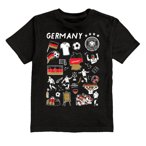 Germany National Soccer Team Impressions Artwork Boys Black Cotton Short Sleeve Tee