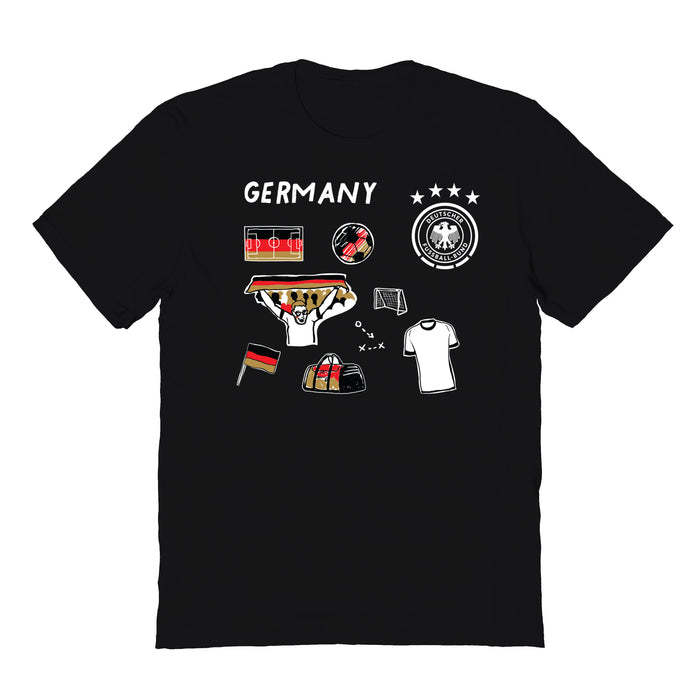 Germany National Soccer Team Impressions Artwork Black Youth Cotton T-Shirt