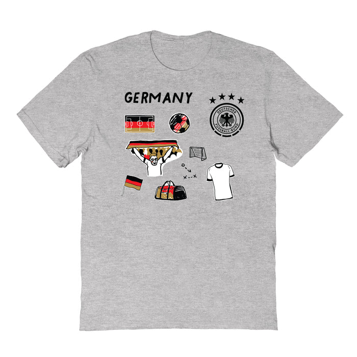Germany National Soccer Team Impressions Artwork Grey Youth Cotton T-Shirt