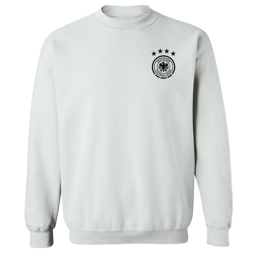 Germany National Soccer Team Impressions Artwork Women White Cotton Fleece Long Sleeve Crew Neck