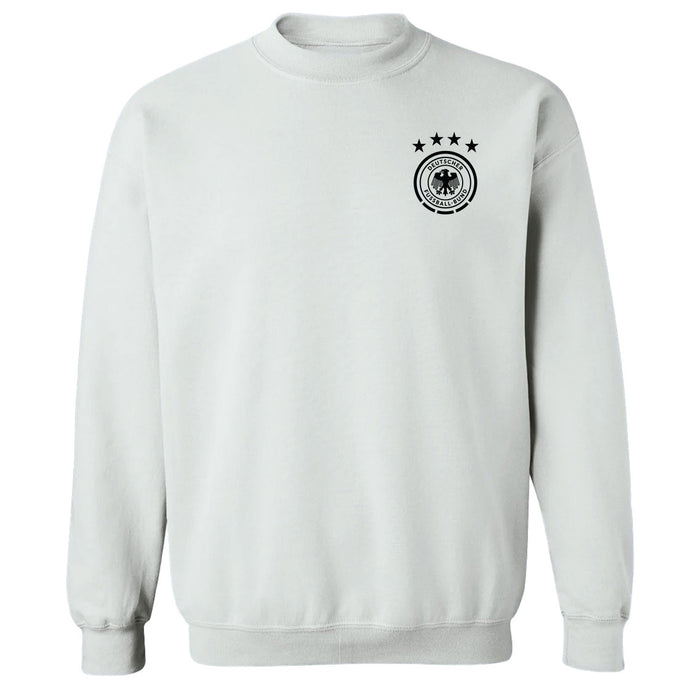 Germany National Soccer Team Impressions Artwork Women White Cotton Fleece Long Sleeve Crew Neck
