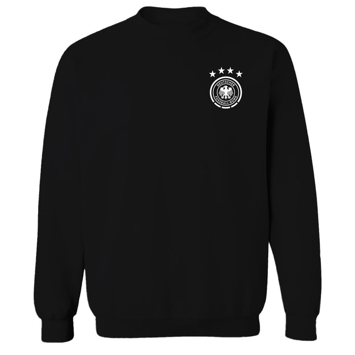 Germany National Soccer Team Impressions Artwork Women Black Cotton Fleece Long Sleeve Crew Neck