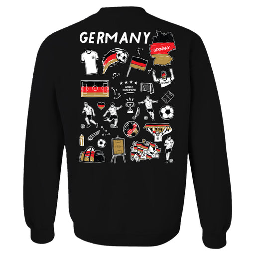 Germany National Soccer Team Impressions Artwork Women Black Cotton Fleece Long Sleeve Crew Neck - Vive La Fête - Online Apparel Store