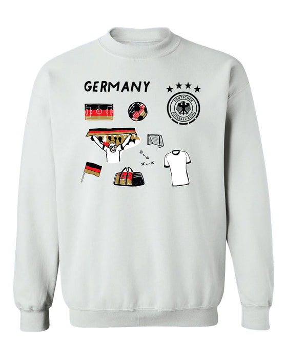 Germany National Soccer Team Womens White Cotton Crewneck Pullover Sweatshirt