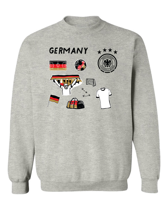Germany National Soccer Team Womens Grey Cotton Crewneck Pullover Sweatshirt