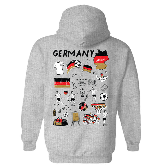 Germany National Soccer Team Impressions Artwork Women Black Cotton Fleece Long Sleeve Hoodie - Vive La Fête - Online Apparel Store