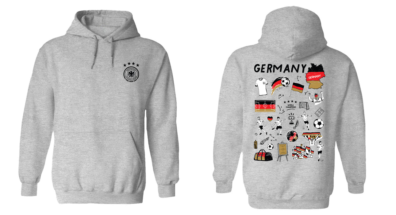 Germany National Soccer Team Impressions Artwork Women Black Cotton Fleece Long Sleeve Hoodie - Vive La Fête - Online Apparel Store