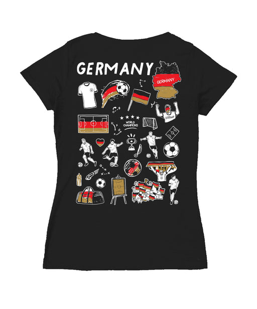 Germany National Soccer Team Women's V-neck Fitted Black Cotton T-Shirt - Vive La Fête - Online Apparel Store