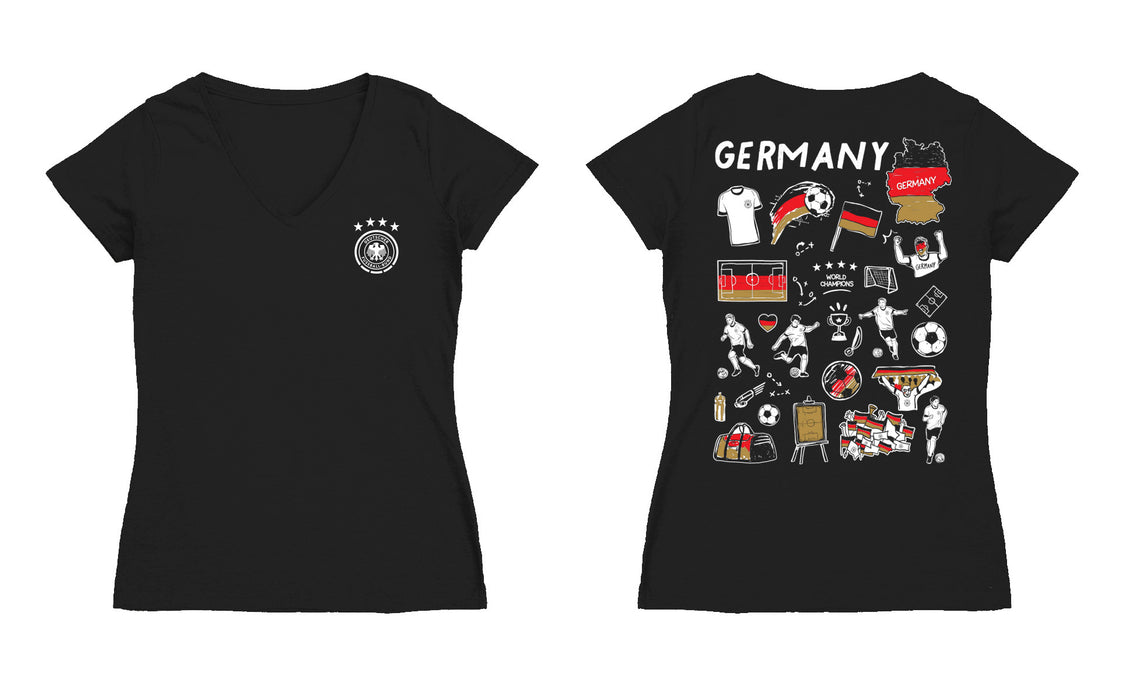 Germany National Soccer Team Women's V-neck Fitted Black Cotton T-Shirt - Vive La Fête - Online Apparel Store
