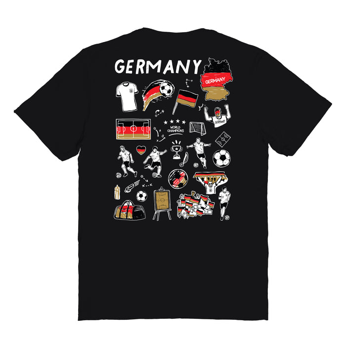 Germany National Soccer Team Impressions Artwork Womens Cotton Tshirt Black - Vive La Fête - Online Apparel Store