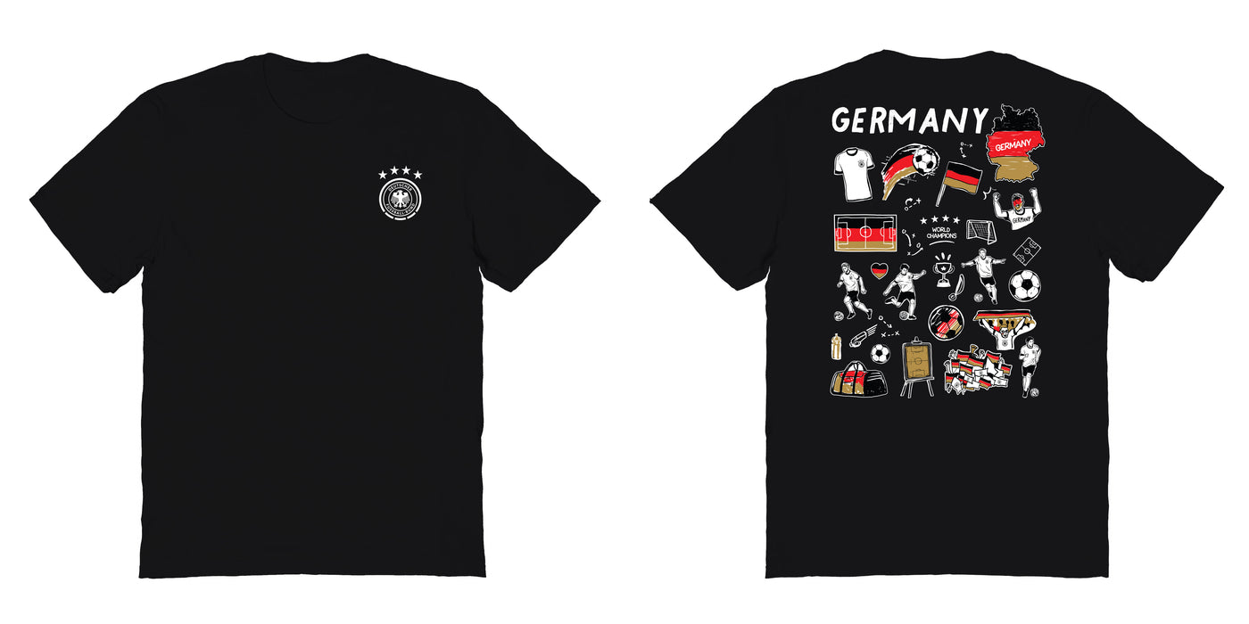 Germany National Soccer Team Impressions Artwork Womens Cotton Tshirt Black - Vive La Fête - Online Apparel Store