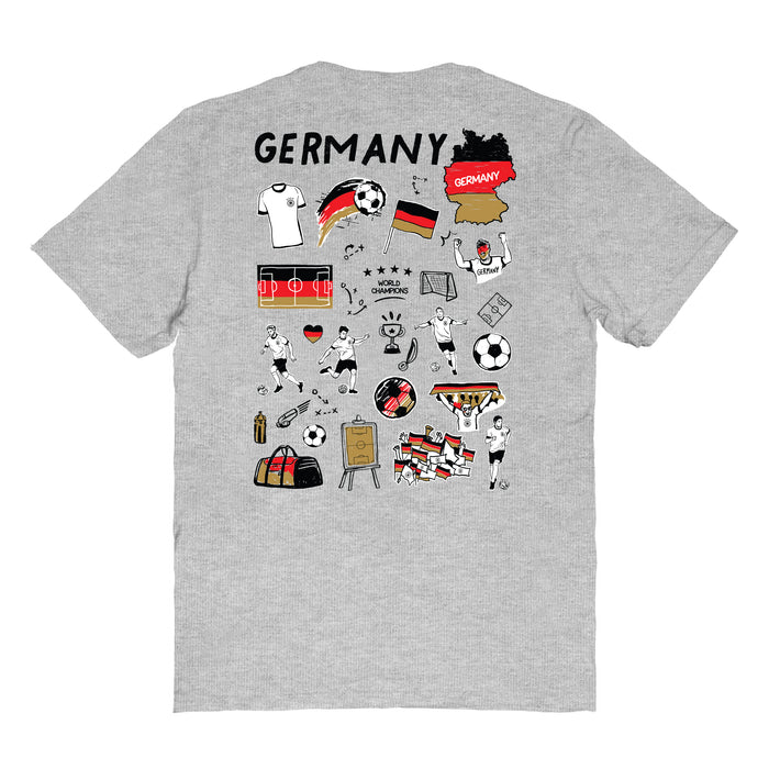 Germany National Soccer Team Impressions Artwork Womens Cotton Tshirt Grey - Vive La Fête - Online Apparel Store
