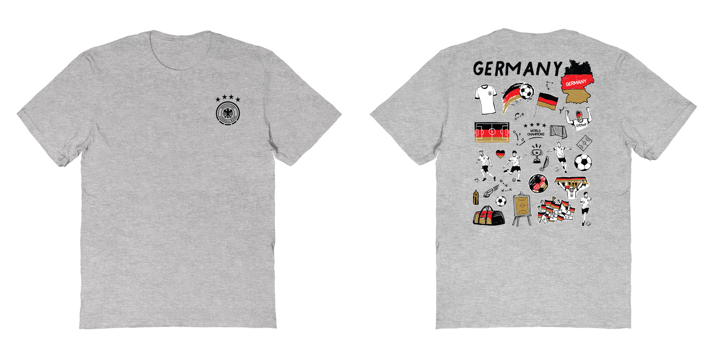 Germany National Soccer Team Impressions Artwork Womens Cotton Tshirt Grey - Vive La Fête - Online Apparel Store