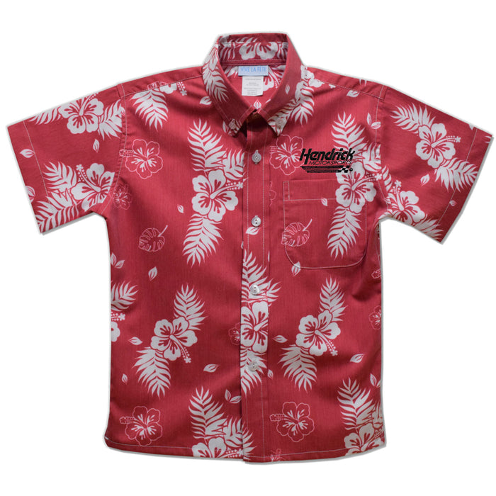 Hendrick Motorsports Vive La Fete Hawaiian Print Button-Down Shirt - Red
