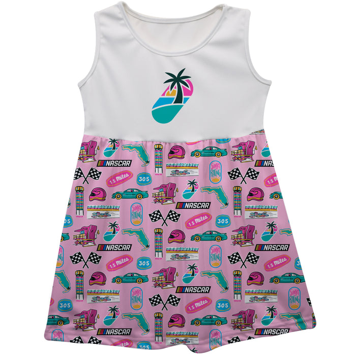 Homestead-Miami Speedway Repeat Print Impressions Sleeveless Tank Dress Pink