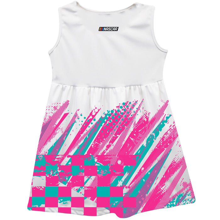 Homestead-Miami Speedway NASCAR Abstract Check Halftones Tank Dress White