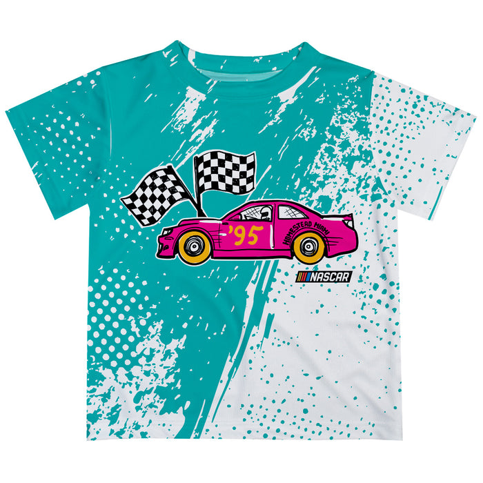 Homestead-Miami Speedway NASCAR Short Sleeve Tee Teal and  Pink