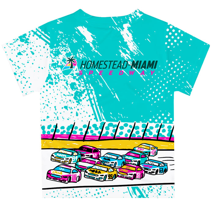 Homestead-Miami Speedway NASCAR Short Sleeve Tee Teal and  Pink