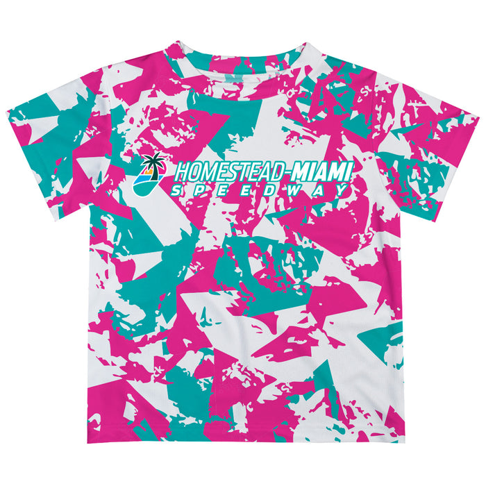 Homestead-Miami Speedway NASCAR Brush Print Short Sleeve Tee Pink