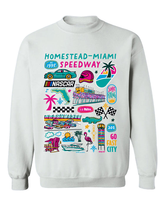 Homestead-Miami Speedway NASCAR Womens Cotton Crewneck Pullover Sweatshirt White