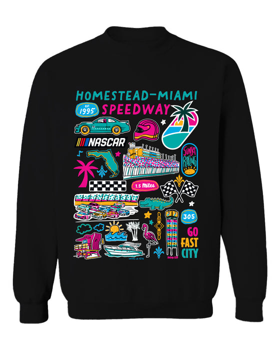 Homestead-Miami Speedway NASCAR Womens Cotton Crewneck Pullover Sweatshirt Black