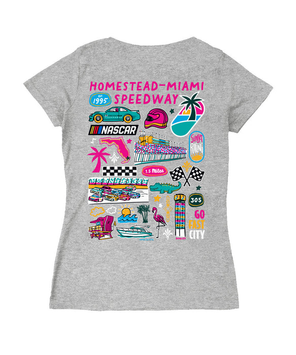 Homestead-Miami Speedway Women's V-neck Fitted Cotton T-Shirt
