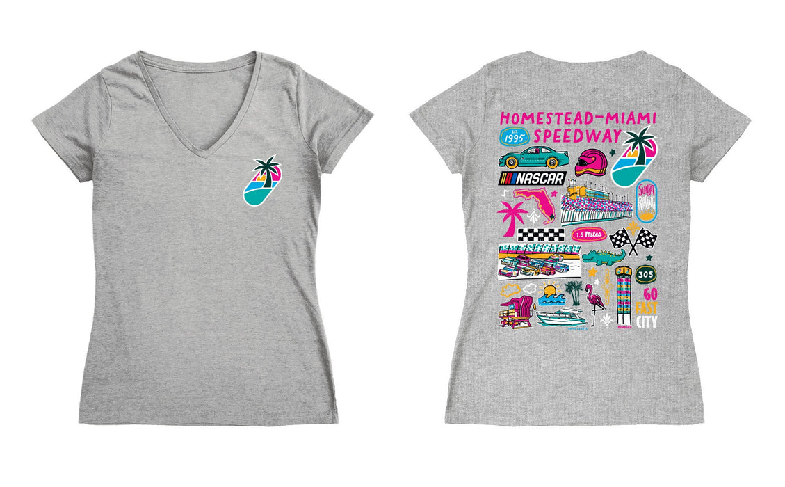 Homestead-Miami Speedway Women's V-neck Fitted Cotton T-Shirt